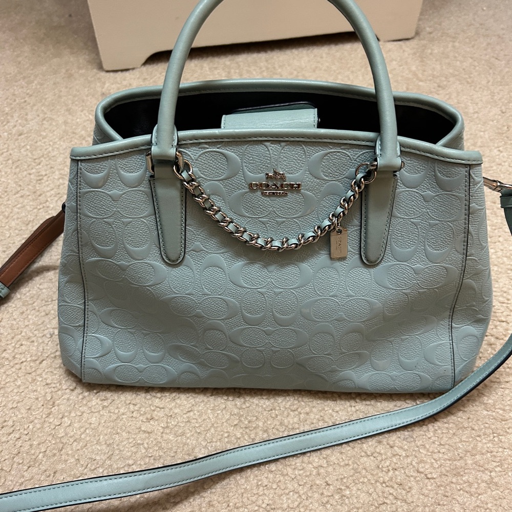 Coach Margo Signature Debossed Bag Tiffany Blue w/Dust Bag